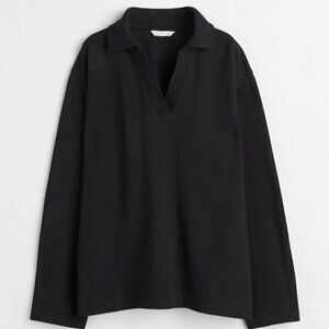H&M Collared Sweatshirt Black Size Large